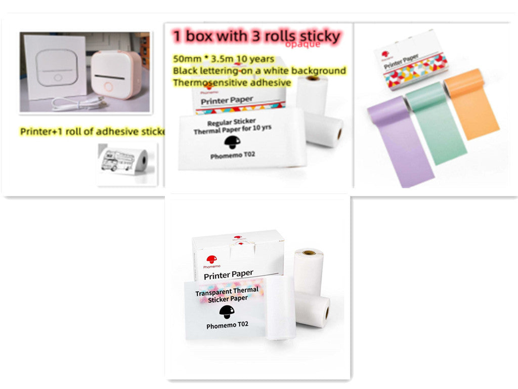 Portable Mini Thermal Label Printer Home Photo Printer Student Wrong Question Printer Bluetooth-compatible Mini Label Printer Price Tag - Shenanigans 