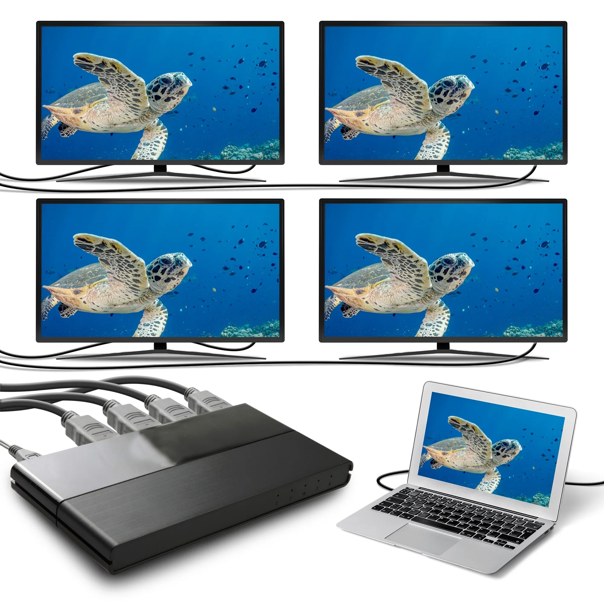 4-Port High Speed 4K HDMI Splitter for Hdtvs Monitors and Projectors, Black