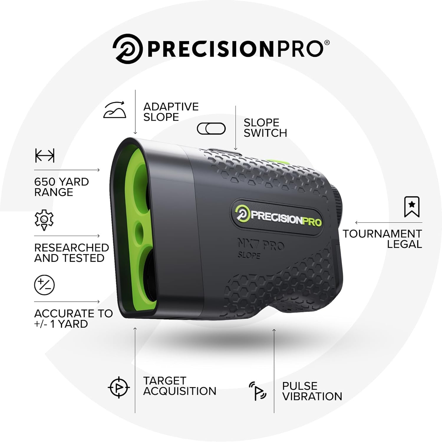 NX7 Pro Golf Rangefinder with Slope Switch- Laser Golf Range Finder Golfing Accessory - Slope, 6X, Flag Lock W Pulse Vibration, 650+ Yard Range Finder Golf Laser Rangefinder