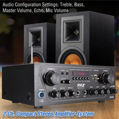 PTA24BT Bluetooth Home Audio 250 Watt 2 Channel Amplifier Stereo Receiver