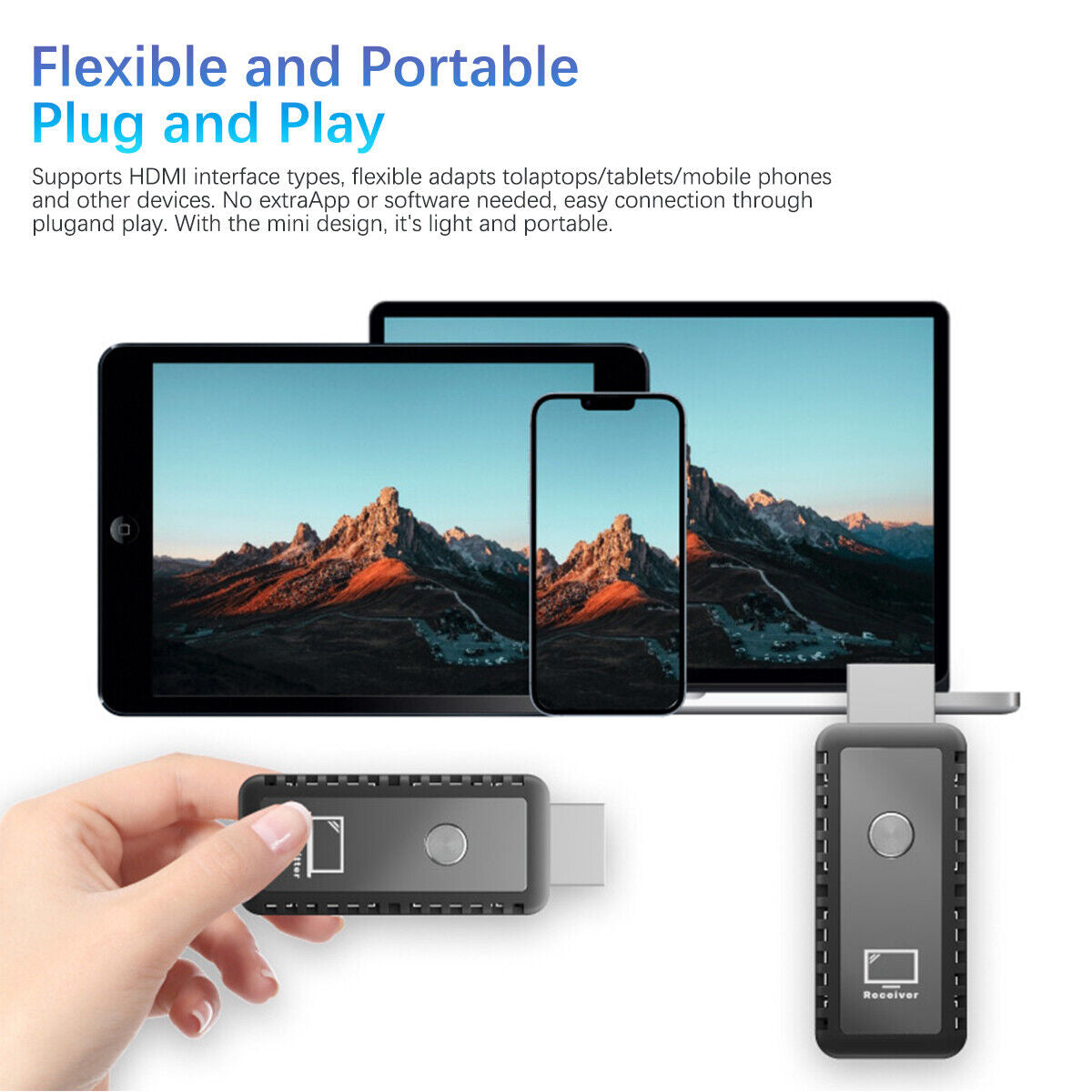 Wireless HDMI Video Transmitter and Receiver TV Stick Screen Share Extender