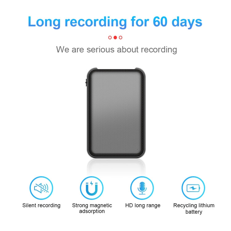 JNN Q75 Magnetic Power Bank Smart Voice Recorder, Memory:8GB(Black)