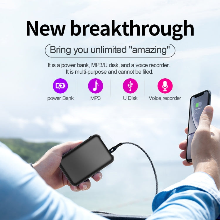 JNN Q75 Magnetic Power Bank Smart Voice Recorder, Memory:8GB(Black)