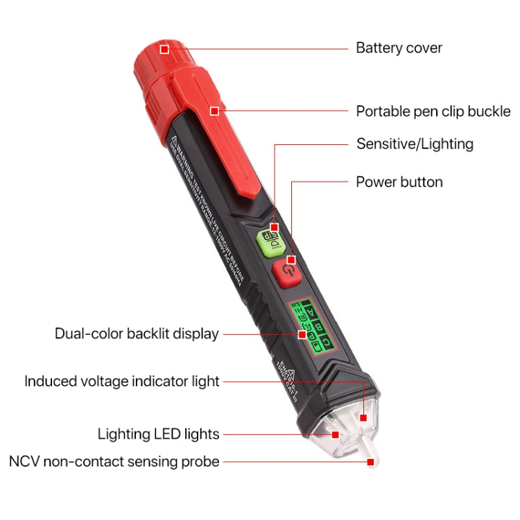 HABOTEST HT100P Non Contact 3 Phase Rotation Indicator AC LCD Display