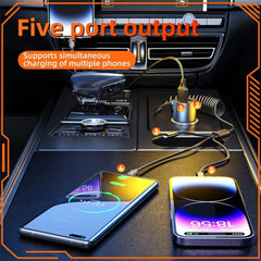 K15 Car Adapter 3 in 1 Stretchable Cable 22.5W Quick Charge Cigarette