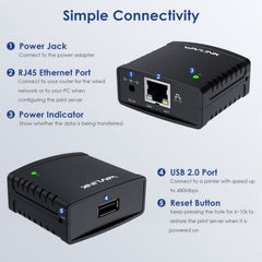 WAVLINK NU72P11 100Mbps Network Print Server USB 2.0 Network Printer