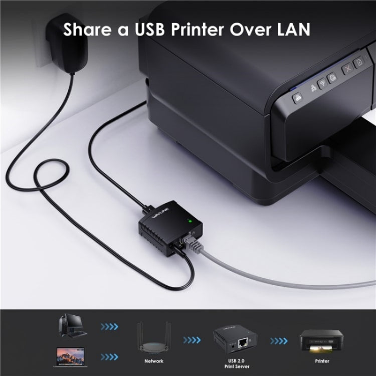 WAVLINK NU72P11 100Mbps Network Print Server USB 2.0 Network Printer