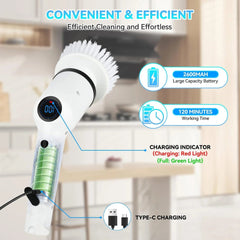 9 in 1 Electric Cleaning Brush LCD Digital Display Multi-Purpose