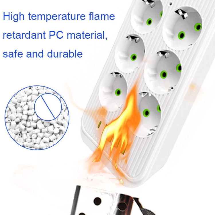 F06 2m 2500W 6 Plugs + PD + 4-USB Ports Multifunctional Socket With