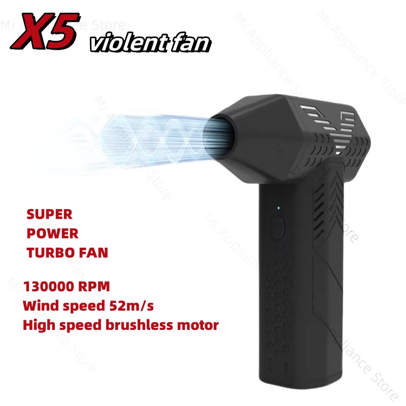 X5 130000RPM Turbofan High Power Jet Fan Air Duster Brushless Motor Variable Speed Dust Blower Cleaning Tool Handheld Air Blower