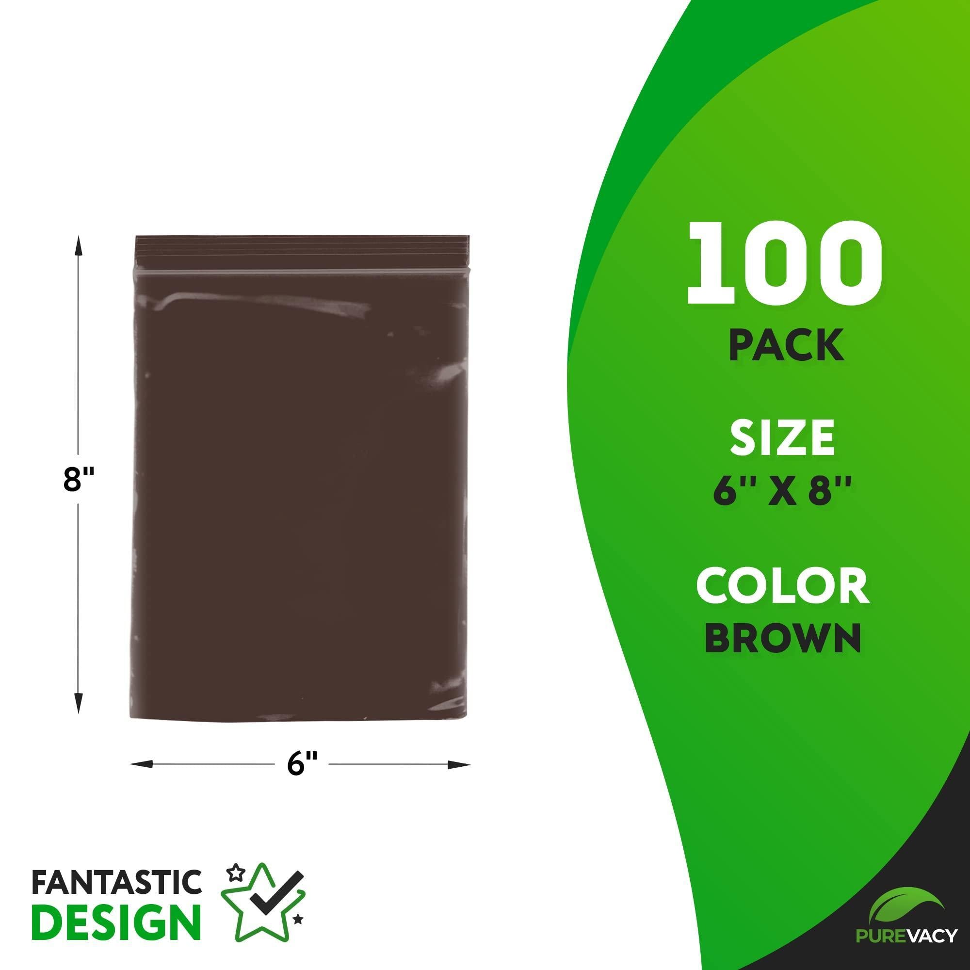 Amber Zip Bags 6 x 8 Brown Poly Zip Bags for Storage 100 Pack