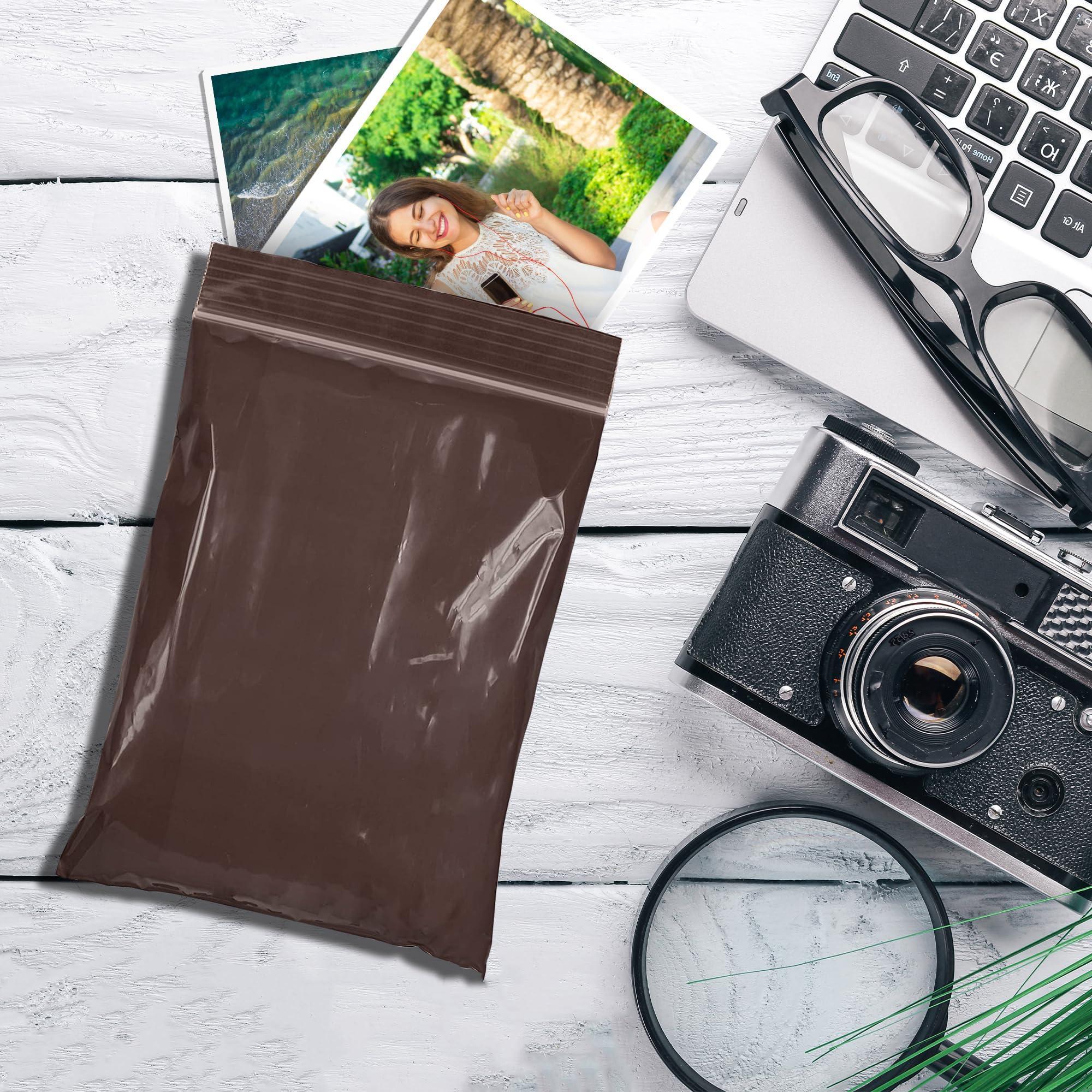 Amber Zip Bags 6 x 8 Brown Poly Zip Bags for Storage 100 Pack