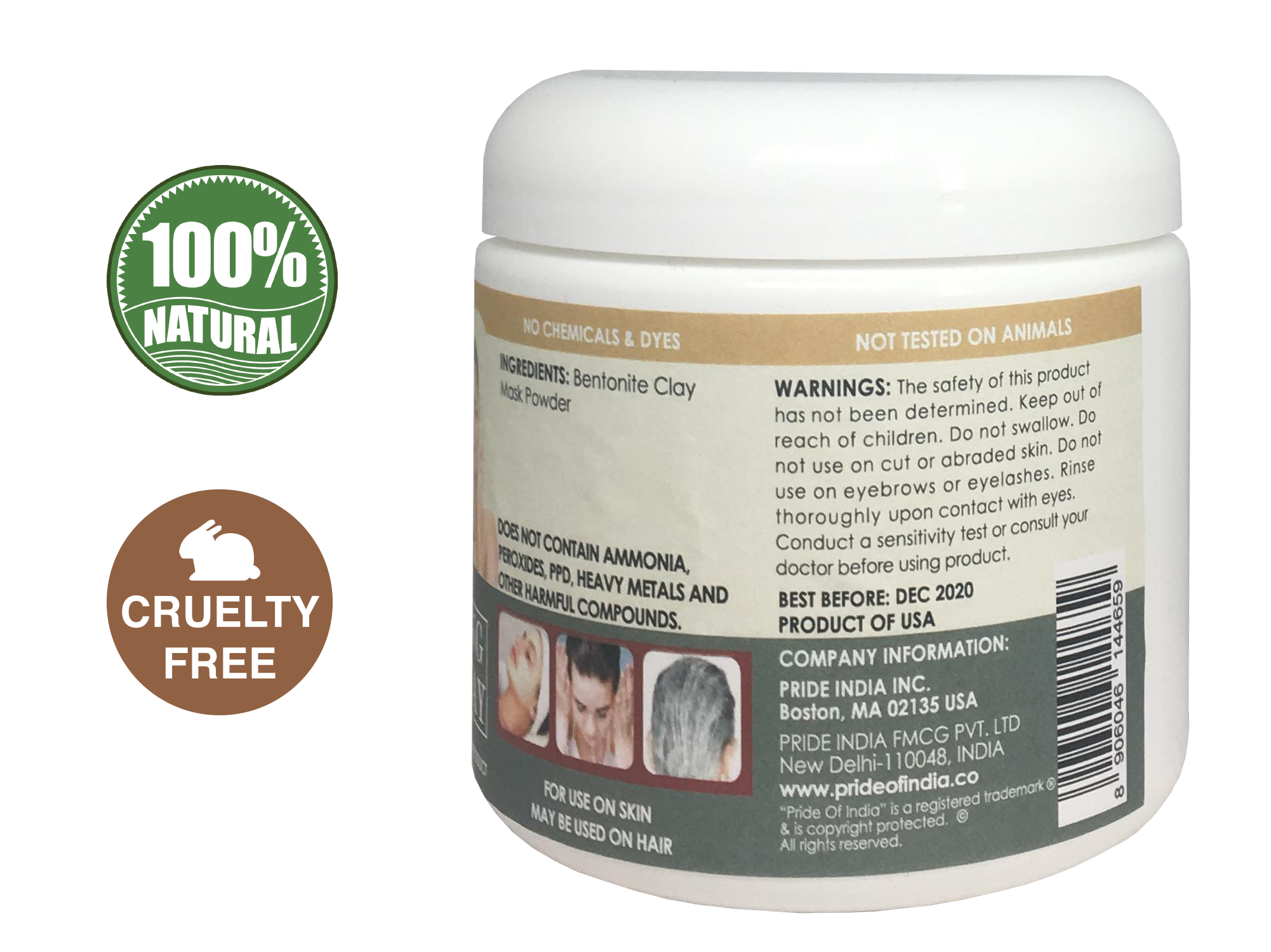Indian Healing Bentonite Clay Natural Face Mask Powder, 1 Pound