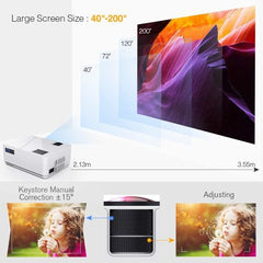 LCD Video Projector with Carrying Case HD Projector Mini Projector