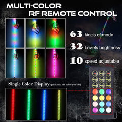 3FT RF Remote Control LED Whips Light with Dacning/Chasing Light with Hookup and American Flag for Off- Road Vehicle ATV UTV RZR Jeep Trucks Dunes