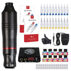 Complete Tattoo Kit Motor Pen Machine Gun 10 Color Inks Power Supply